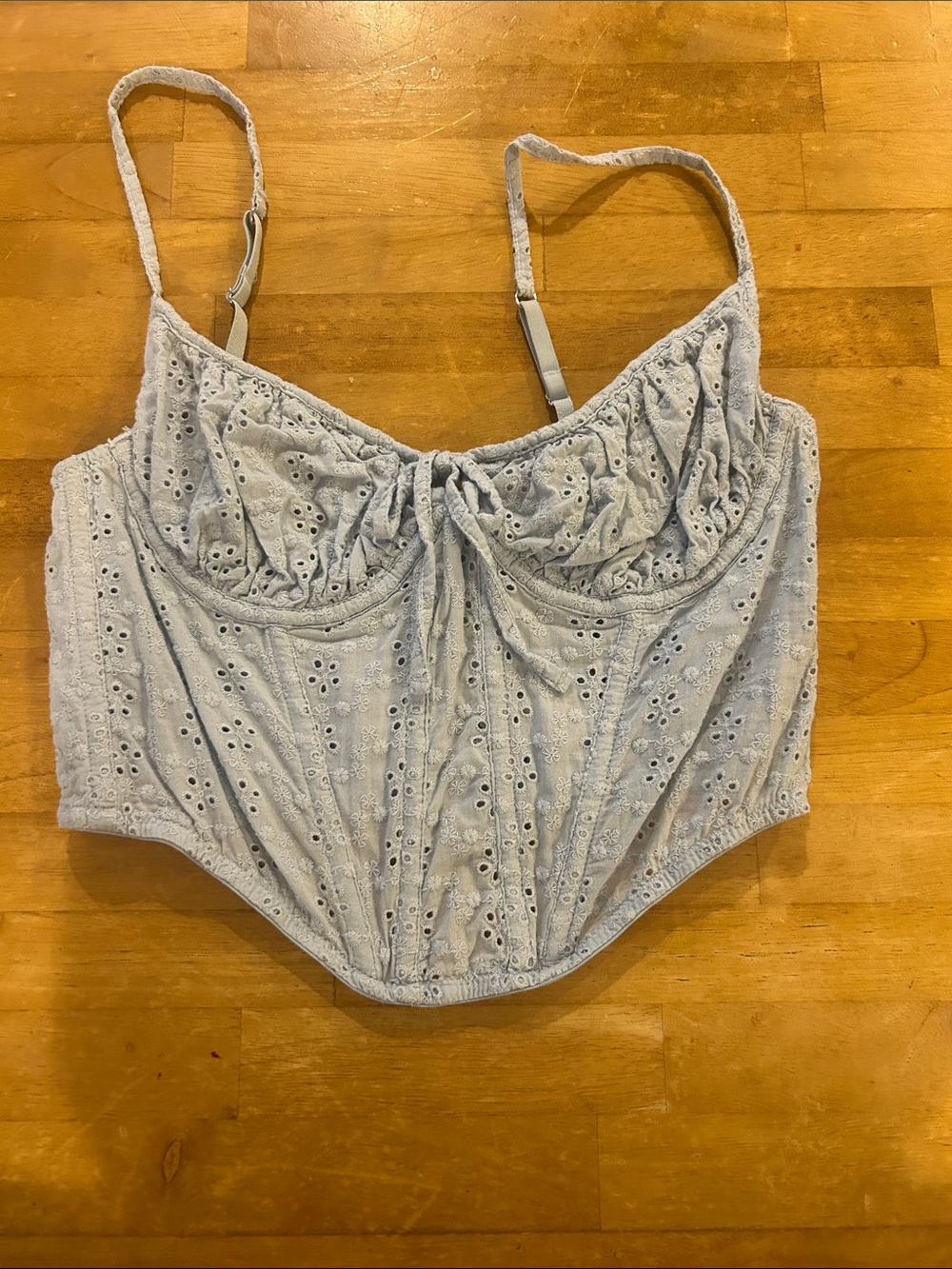 Urban Outfitters Light Blue Eyelet Crop Top/3